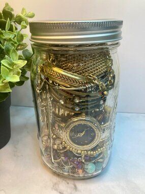 Vintage and Contemporary Wearable Mystery Jewelry Jar - Good Condition -15